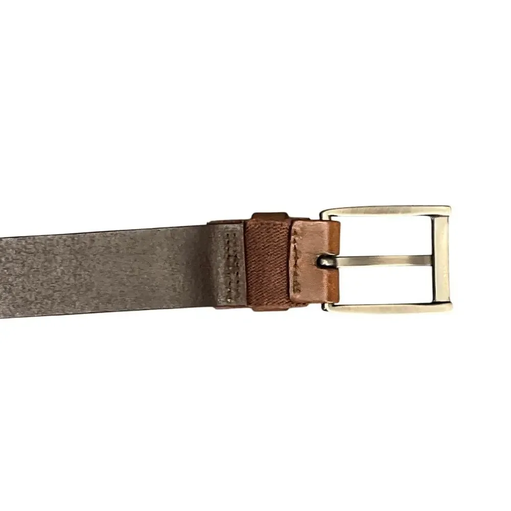 Dockers Brown Genuine Leather Square Silver Buckle Dressy Belt Men 38